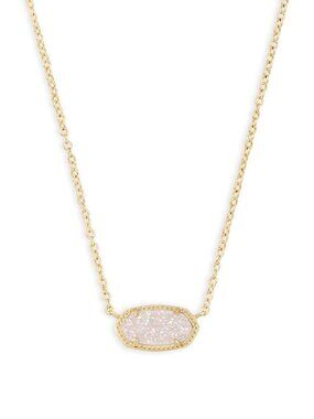 Elisa Gold Pendant Necklace in Iridescent Drusy